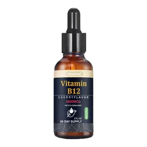 Vitamin B12 Liquid Supplement Drops - Edible Support for Energy, Brain & Heart, Non-GMO & Gluten-Free,  2 FI Oz,5,000 mcg