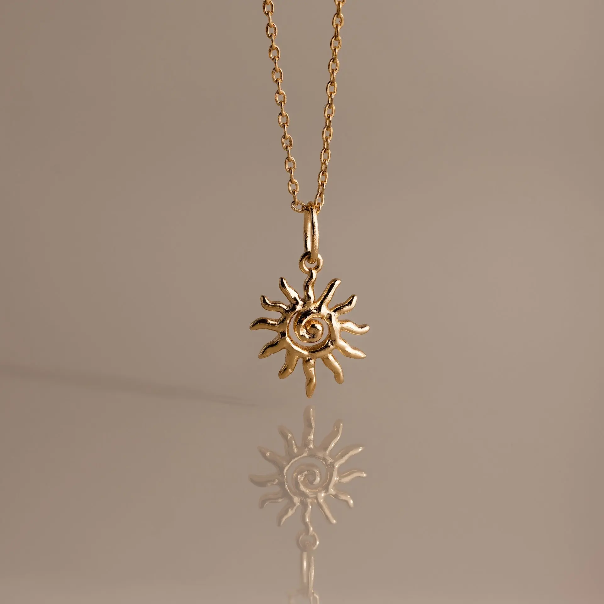 Celestial Sun Necklace by Caitlyn Minimalist - Abstract Spiral Sun Pendant Necklace - Boho Beach Jewelry - Best Friend Gift