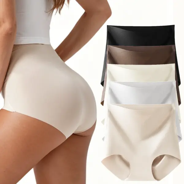 DAVID ARCHY Women's High-Waist Seamless Panties - 5-Pack Ultra Soft Breathable Rayon Fabric, High-Rise Super Seamless Non-Wire Soft Touch Briefs for Jeans & Leggings Silk Womenswear