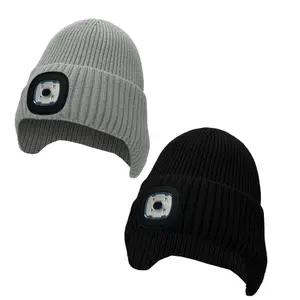 Unisex Winter Warm Knit Hat with Ear Protection, LED Light Beanie for Christmas & Father's Day Gift, Outdoor Activities Essential