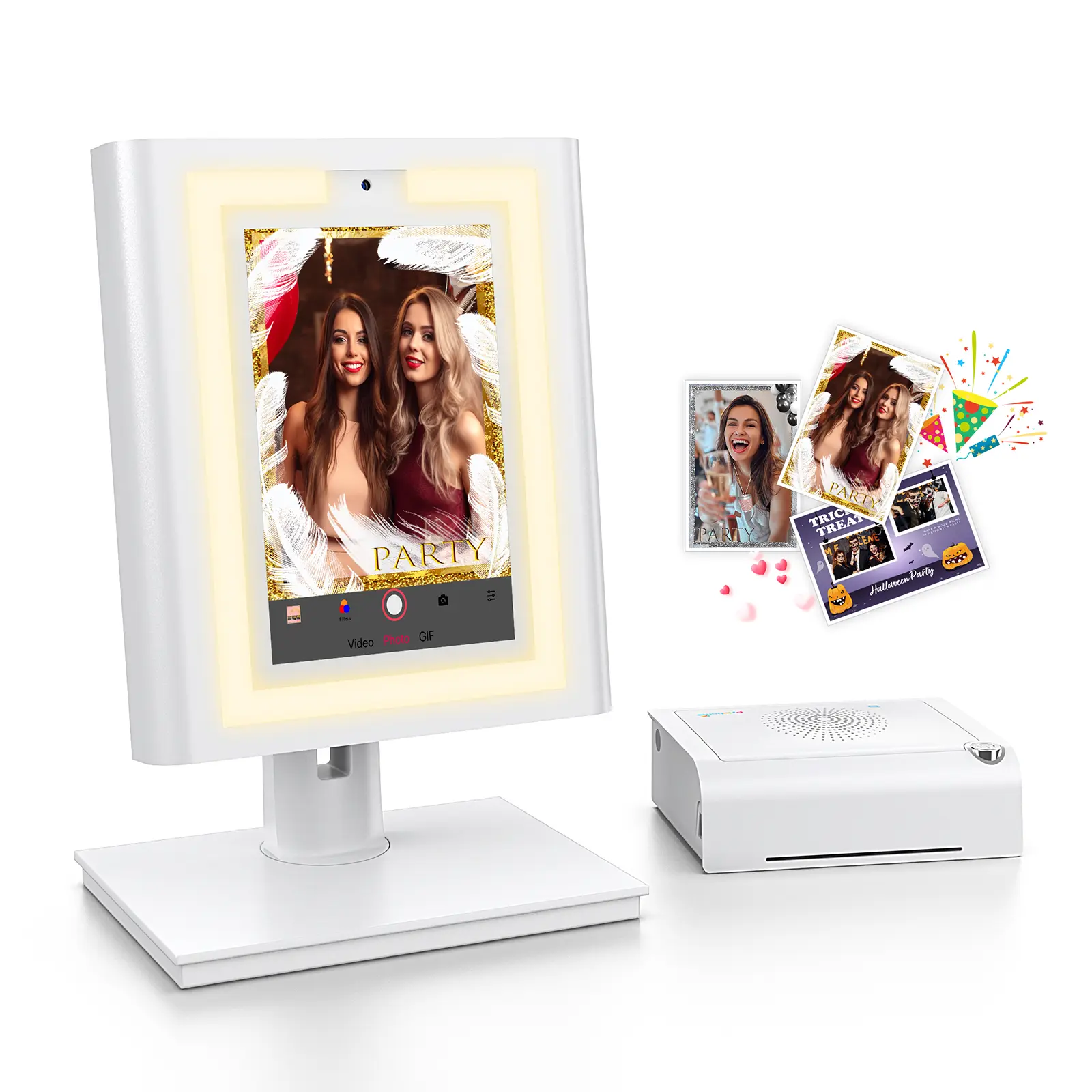 OHYEAHSPIN Table Top Photography Camera Equipment - 10.1 in Touchscreen, Adjustable Fill Light, Built-in Printer, Portable Desktop Photo Booth Machine for Events
