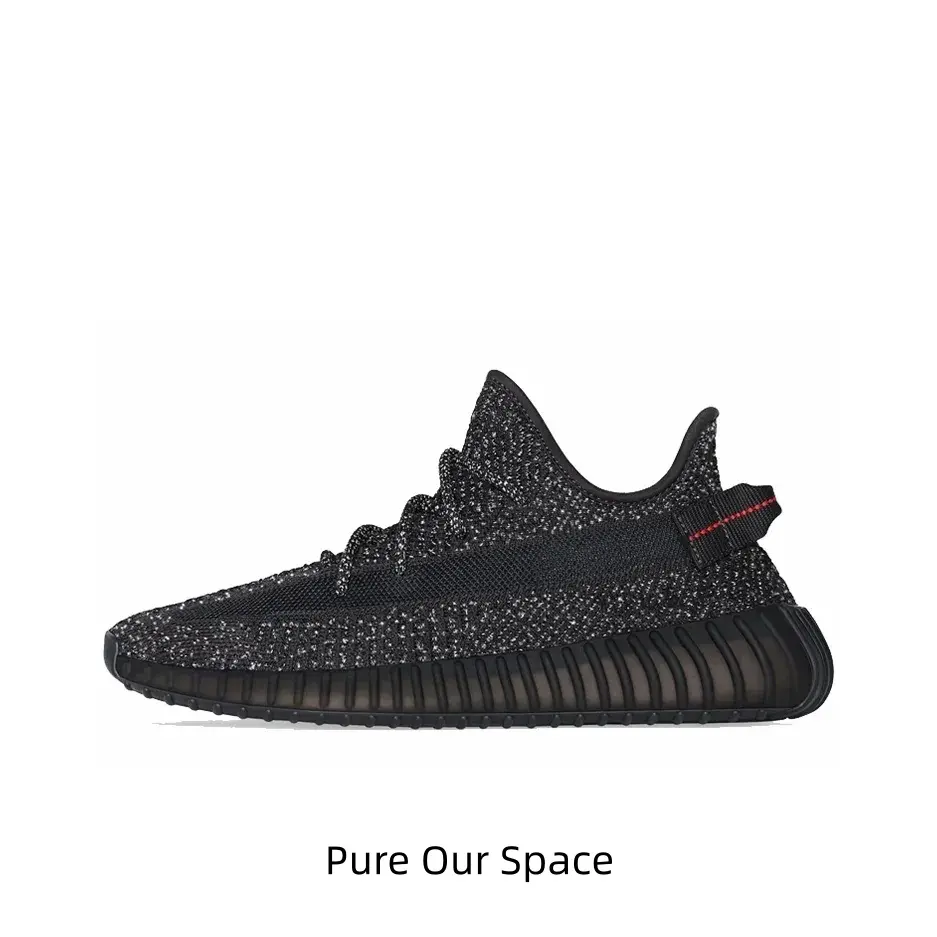 Low Cut Full Black Reflective Knit Lifestyle Sneakers Sparkle Speckled Glitter Knit Panels Red Accent Heel Pull Tab Matching Black Translucent Cushioned Foam Outsole Slip On Comfort Street Footwear