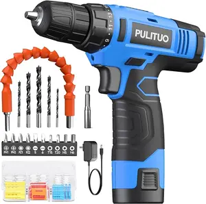 PULITUO 12V/20v  Cordless Drill Set - Power Drill Kit with Battery and Charger, 3/8-Inch Keyless Chuck, Built-in LED, 21+1 Torque Setting