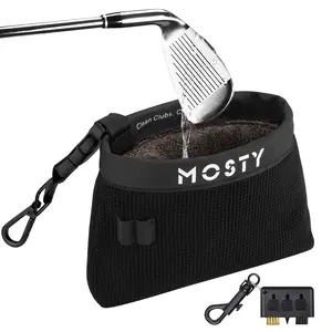 MOSTY 2-in-1 Golf Club & Ball Cleaner Bag | Internal Waterproof Liner Keeps Exterior Dry | Portable Golf Washer with Detachable Clip & Groove Cleaner, Must-Have 2026 Golf Accessories