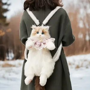 19'' Cat-shaped Fashion Backpack Handmade Realistic Plush Animal Cat - 1 Set chong ker