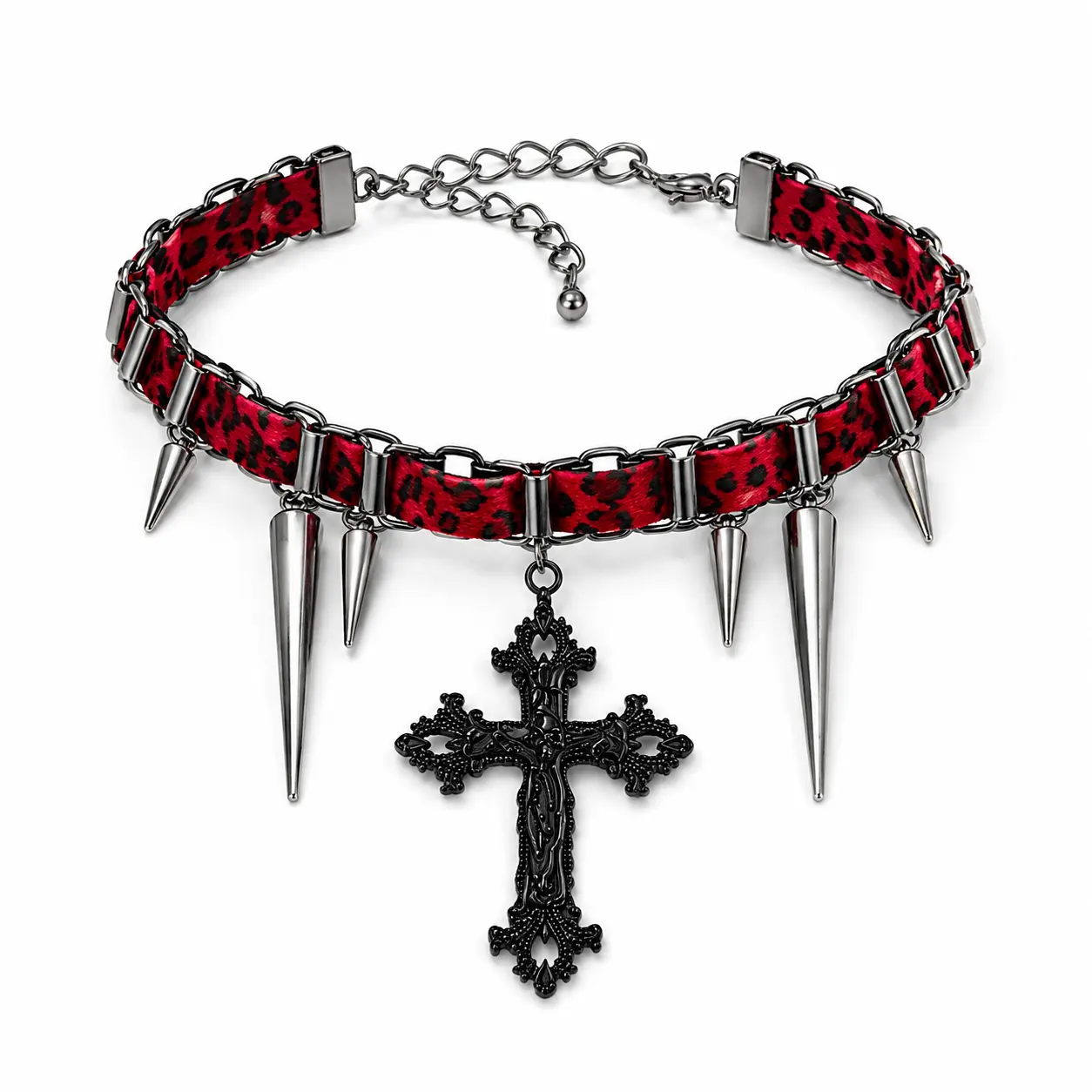 Y2K Punk Gothic Cross Leather Choker Multi Layer Collar Necklace Alt Aesthetic Street Jewelry For Men Women Egirl