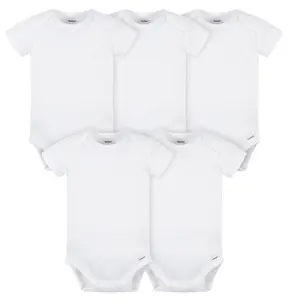 Gerber Baby Boy or Girl White Onesies® Brand Bodysuits, 5-Pack
