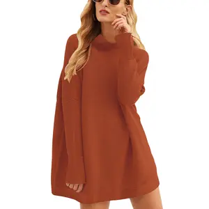 ANRABESS Women 2025 Fall Casual Turtleneck Batwing Sleeve Slouchy Oversized Ribbed Knit Tunic Sweaters Pullover