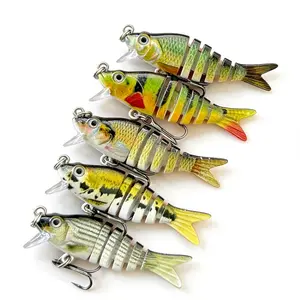 Easy Catch SwimMax Lures with BKK Hooks 3D Realistic Eyes ABS Material 6 Segments for Bass Trout Walleye Ultra Sharp Treble Hooks Lifelike Fishing Baits