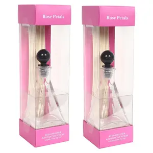 Rose Petals Scented Reed Diffuser Set of 2 - 100 ml Each, Ideal for Creating a Relaxing Floral Atmosphere in Any Room; Aromatherapy Fragrance Gift