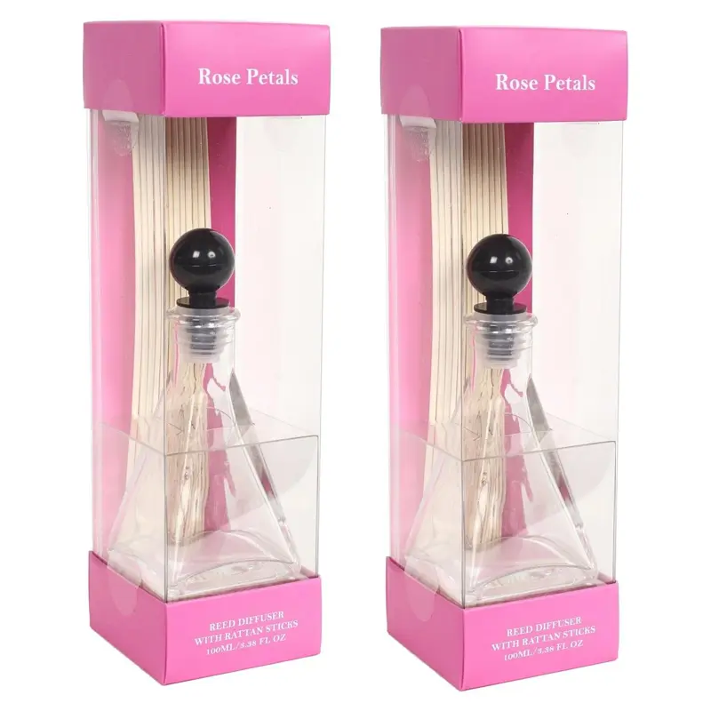 Rose Petals Scented Reed Diffuser Set of 2 - 100 ml Each, Ideal for Creating a Relaxing Floral Atmosphere in Any Room; Aromatherapy Fragrance Gift