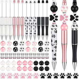 82pcs Beadable Pens set, with 12pcs Dog Paw styles of decorative accessories, 12pcs Beadable Pens, 24pcs diamond spacers, 34pcs Ball Beads, DIY Accessories Kit, Office Supplies, Colored Pens, Gifts, Teacher Pens, Aesthetic Pens, Unique Pens, Writing Pens