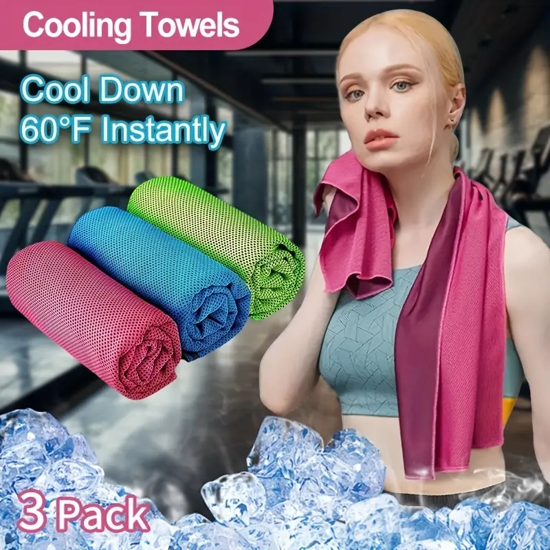 3 Cooling Towels (40"x12"), Neck Ice Towels, Quick-Drying and Soft, Breathable and Cooling Towels, Suitable for Yoga, Exercise, Running, Gym, Golf, Workout, Camping, Fitness, and More Activities (Multi-Color), Yoga Accessories