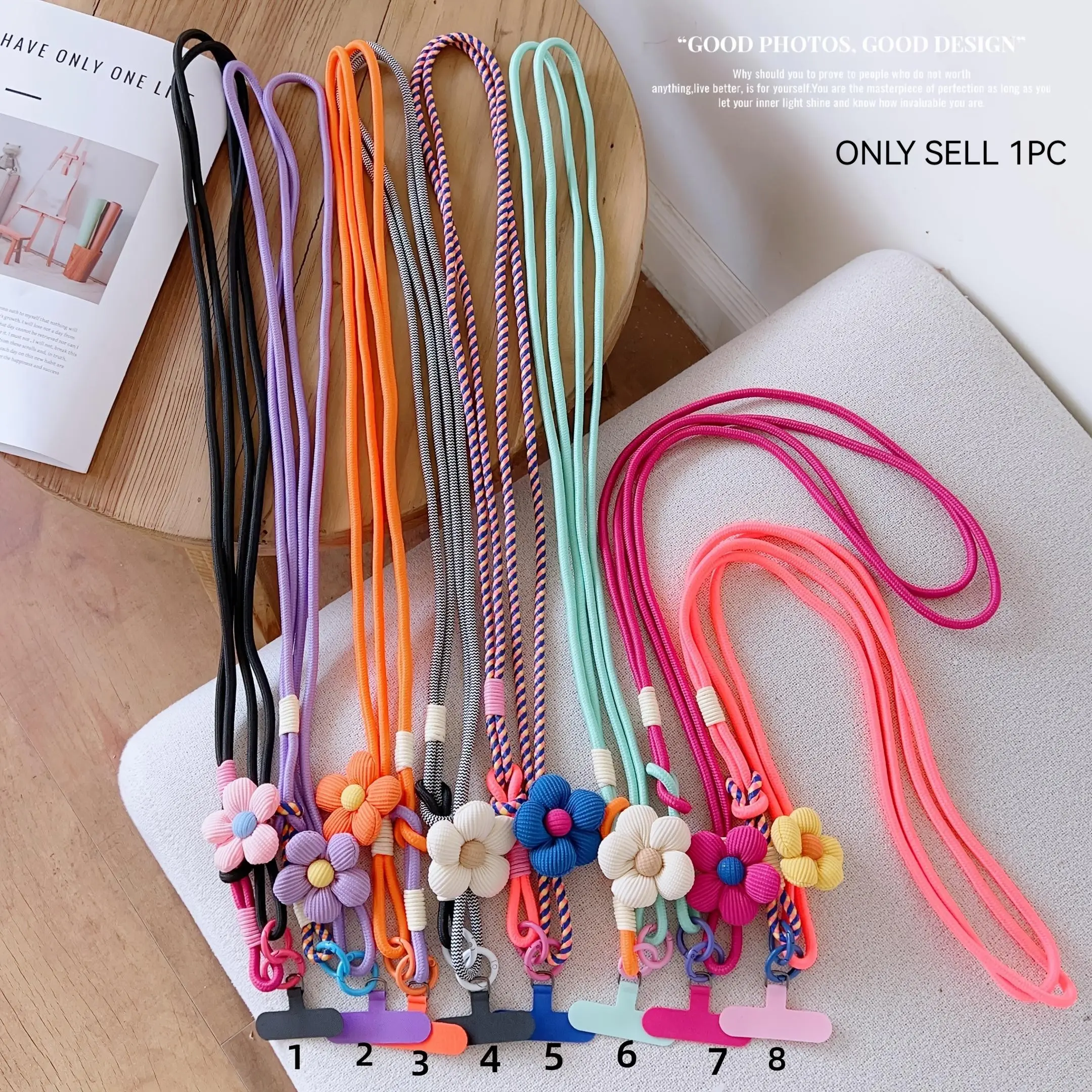 Flower mobile phone lanyard, Phone Strap, Phone Charms, woven long portable lanyard for going out, quick disassembly of dual-purpose lanyard, mobile phone case, key, camera, bag universal accessories, Phone Accessory