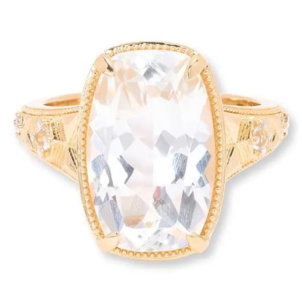 Rarities Fine Jewelry Rarities White Topaz Gold Plated Cushion-Cut Statement Ring