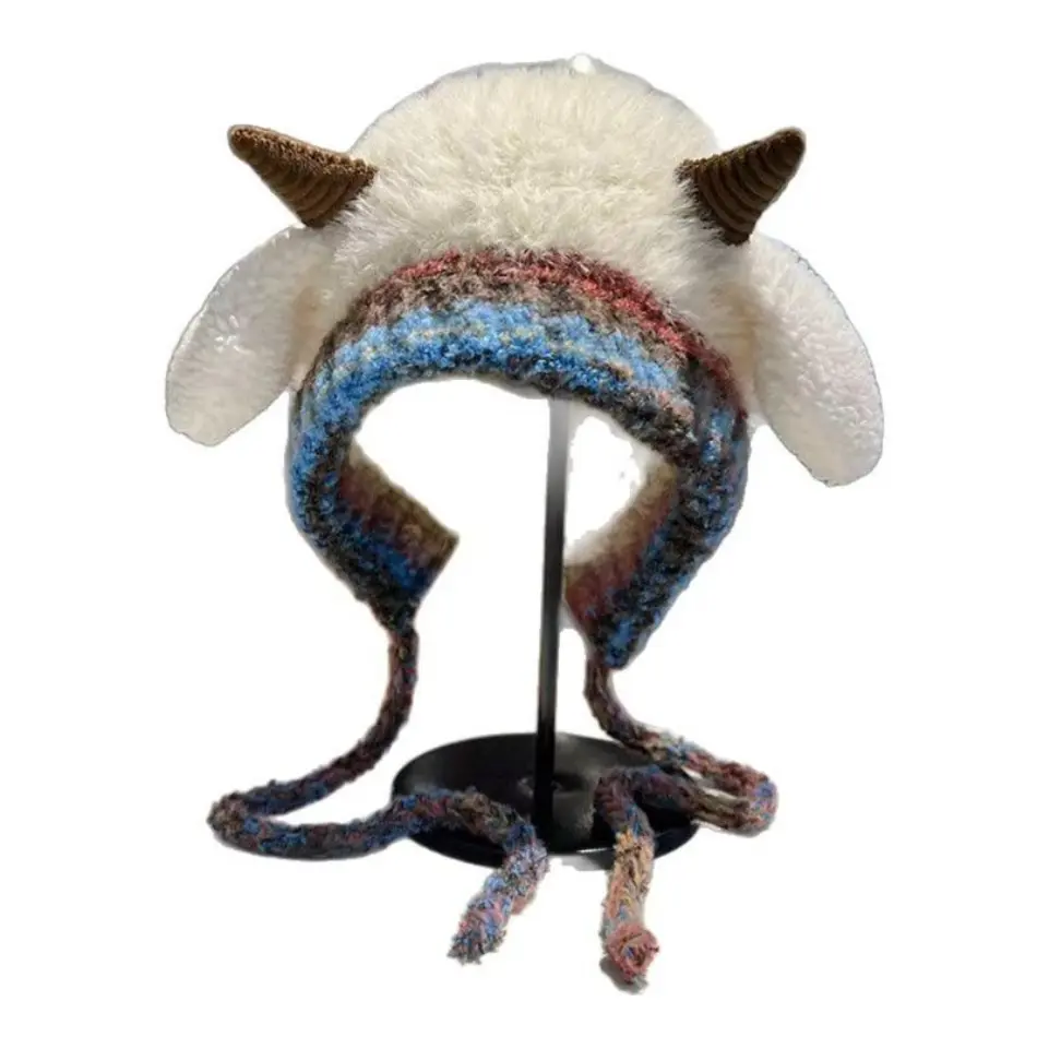 2026 New Design Women’s Plush Calf Horn Bonnet - Fleece Wool Warm Cold-Proof Earmuff Hat, Holiday Gift, TikTokShop Black Friday New Year Deal