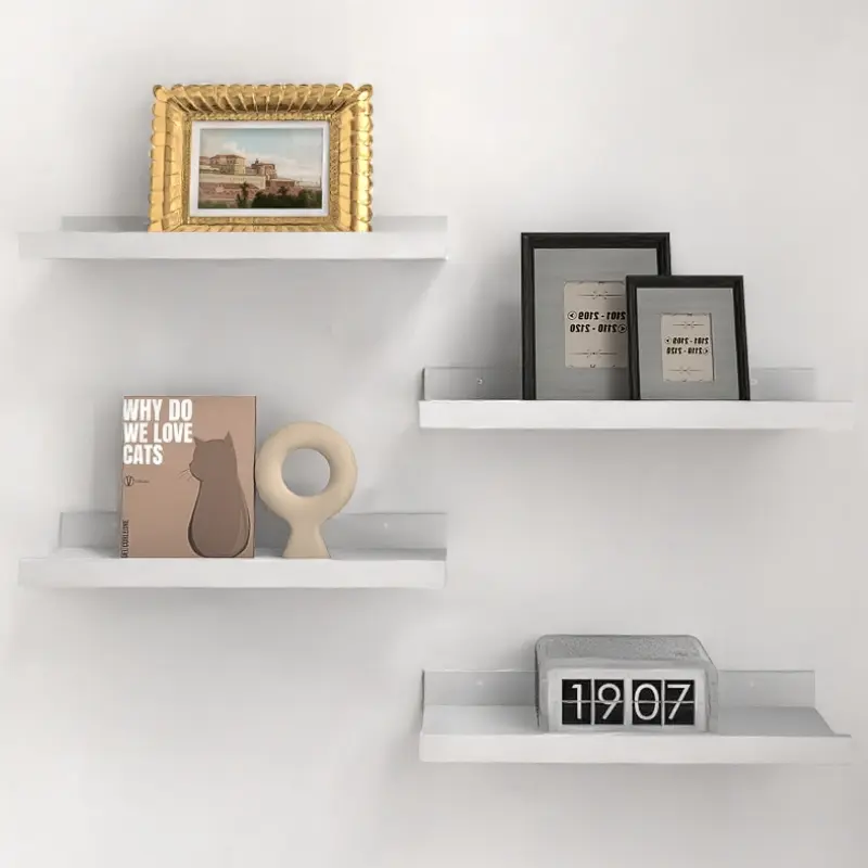 4-Piece Wooden Floating Wall-Mounted Shelves with Lip - 15-20 Kg Load Capacity, Space-Saving Home Organization Storage, Room Storage for Bedroom Decor, House Decor for Living Room