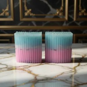 2 Pack Good Girl Inspired Body Bar - Pink and Blue Gradient Soap with Floral Design