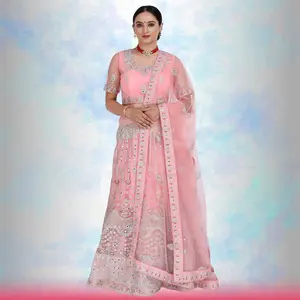 Chiro's By Jigyasa Mirror work lehenga Choli - Pink