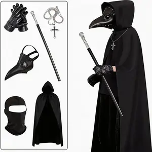 Steampunk Halloween Plague Doctor Mask Set, Horror Scary Costume Props Party Dance Gift Kit, Unisex Kids (6 Piece)