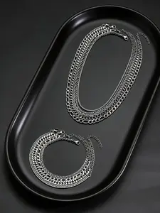 Stainless Steel Cross Bracelet Necklace Jewelry Set, 4/5/9pcs, Ideal for Daily Wear, Parties, Dates, Christmas, Valentine's Day Gift