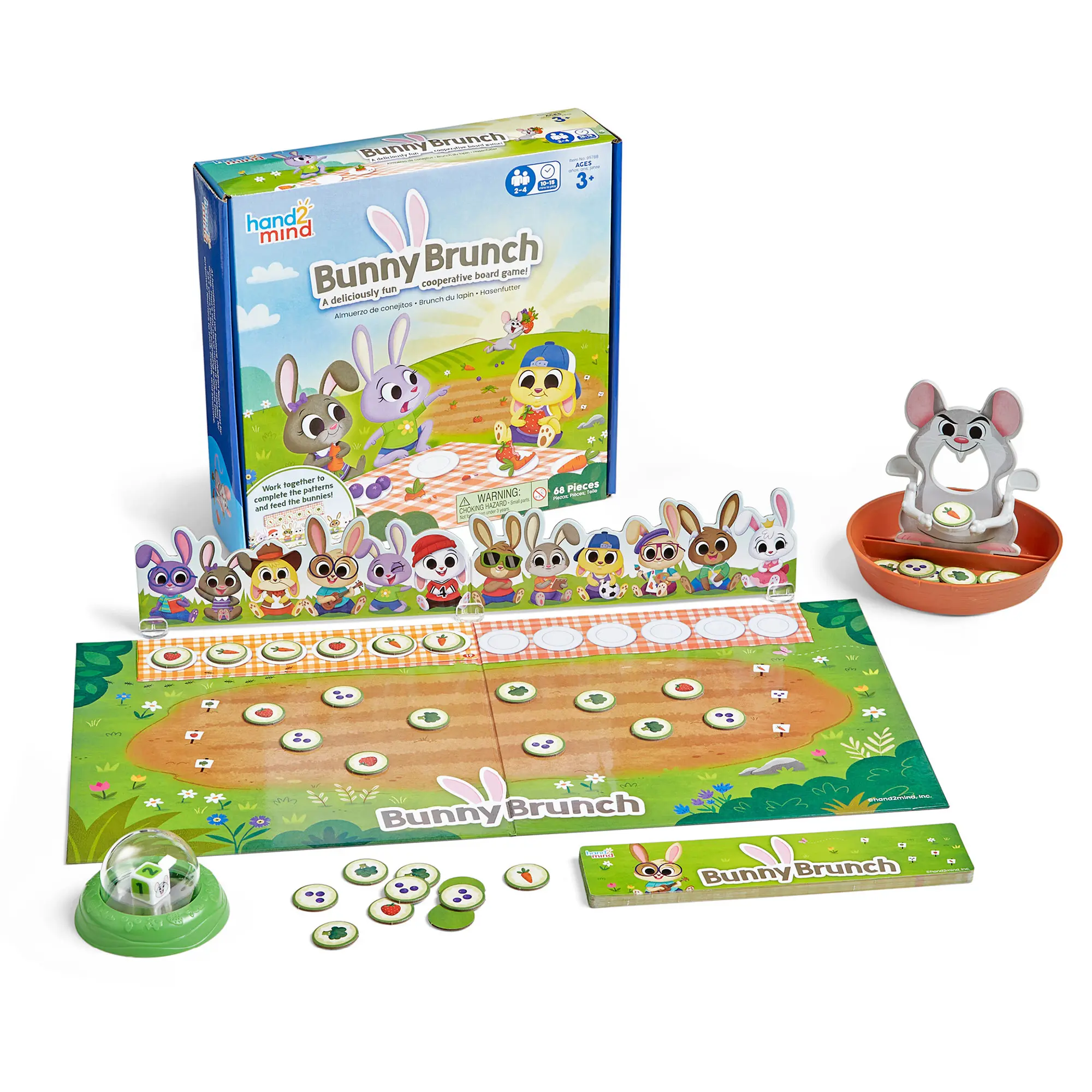 hand2mind Bunny Brunch Board Game, Pattern Game, Cooperative Board Game for Kids, Fun Math Games for Kids, Counting Game, Preschool Math Learning Games, Educational Board Games, Bunny Toys for Kids