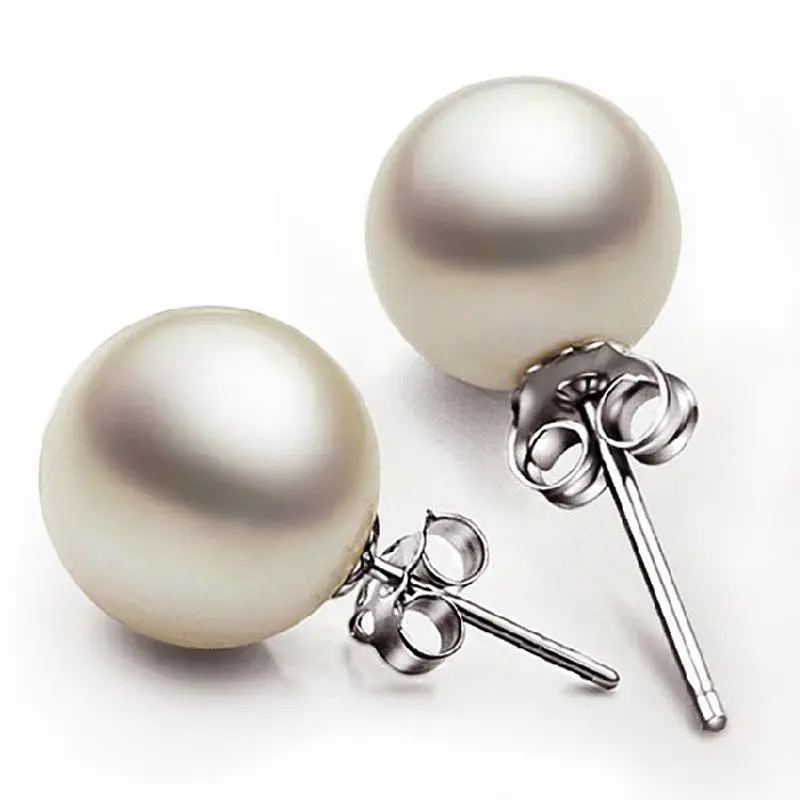 JEWEL4U - Korean Fashion 925 Silver Needle Earrings For Women Simple Design Imitation White Pearl Stud Earring Daily Ear Accessories