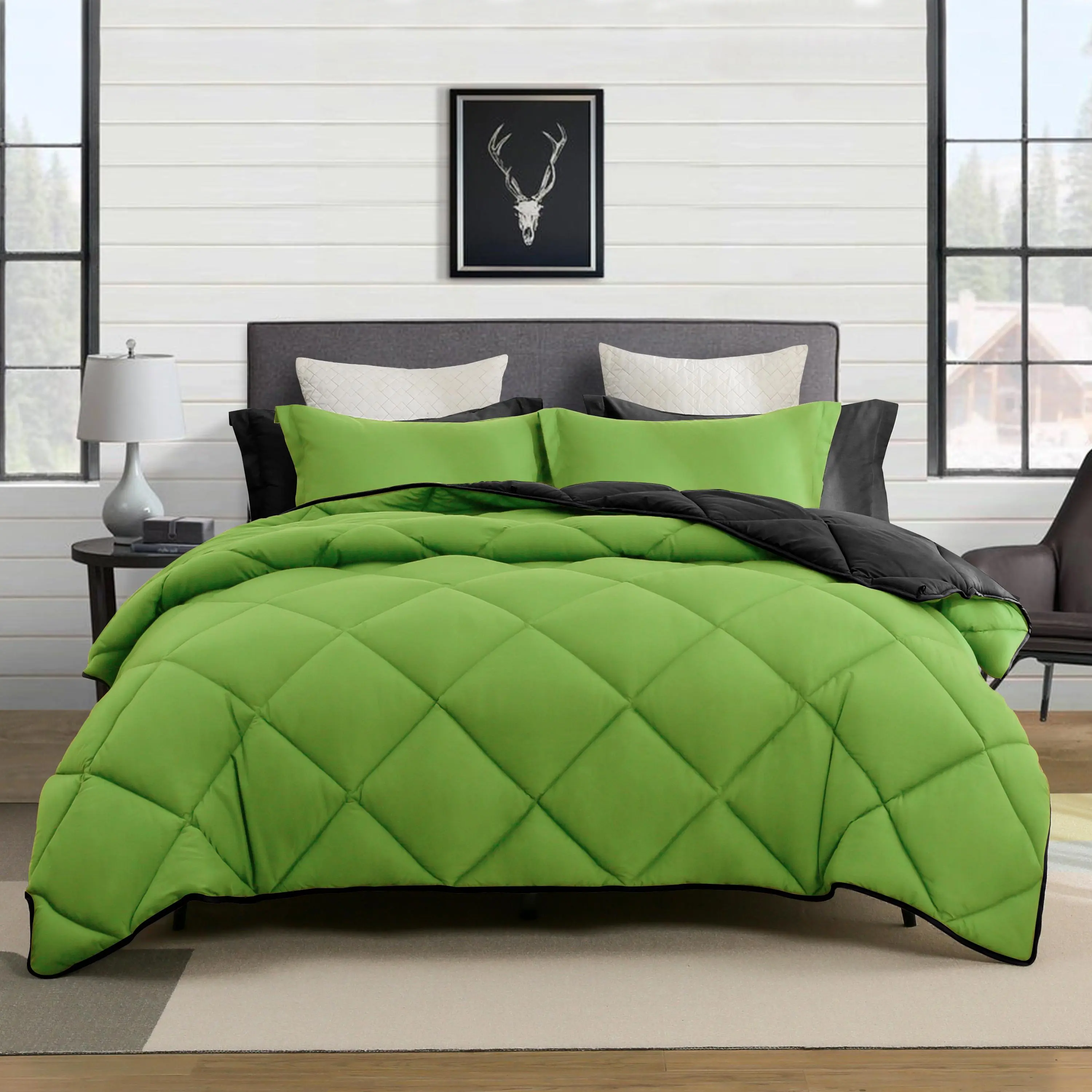 3PCS Reversible Down Alternative Comforter Set - 2 Pillowcases Included, All Seasons 2 Sided Bedding, Comfy Bedding Sets, Soft Reversible Bed Cover