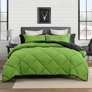 【Double Sided Alternative Comforter＋2 pillowcase】-450 Filled Force Fiber Bed, Four Seasons Chemical Fiber Core, Medium Isothermal Velvet Instead of Quilt
