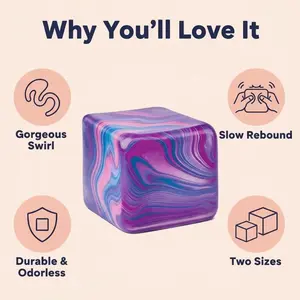 Purple Blue Pink Marbled Pocket Stress Cube, Portable Fidget Toy for Anxiety Relief, Sensory Gift for Kids & Adults