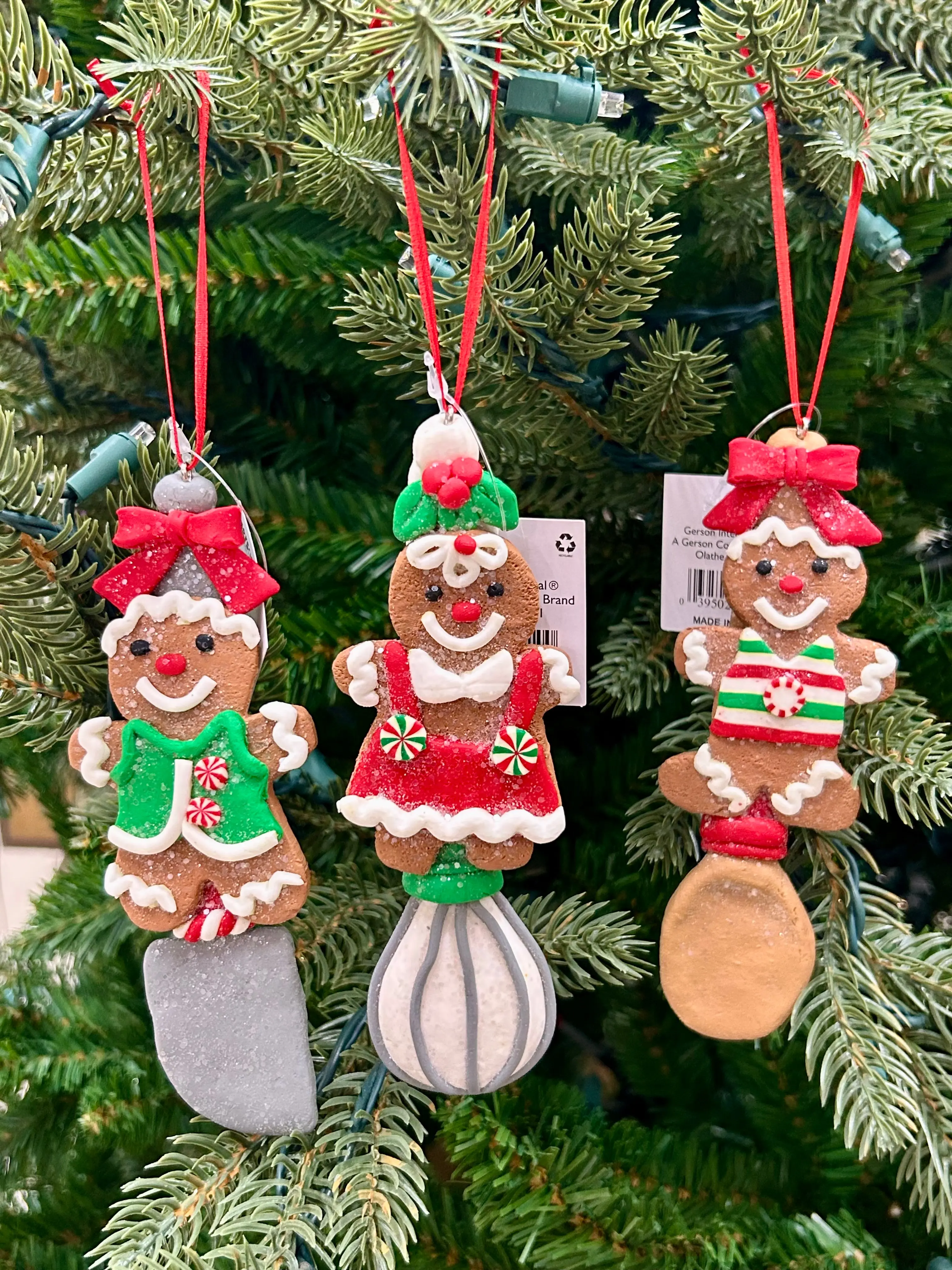6 Inch Clay Dough Gingerbread Man Utensil Ornament Three Styles