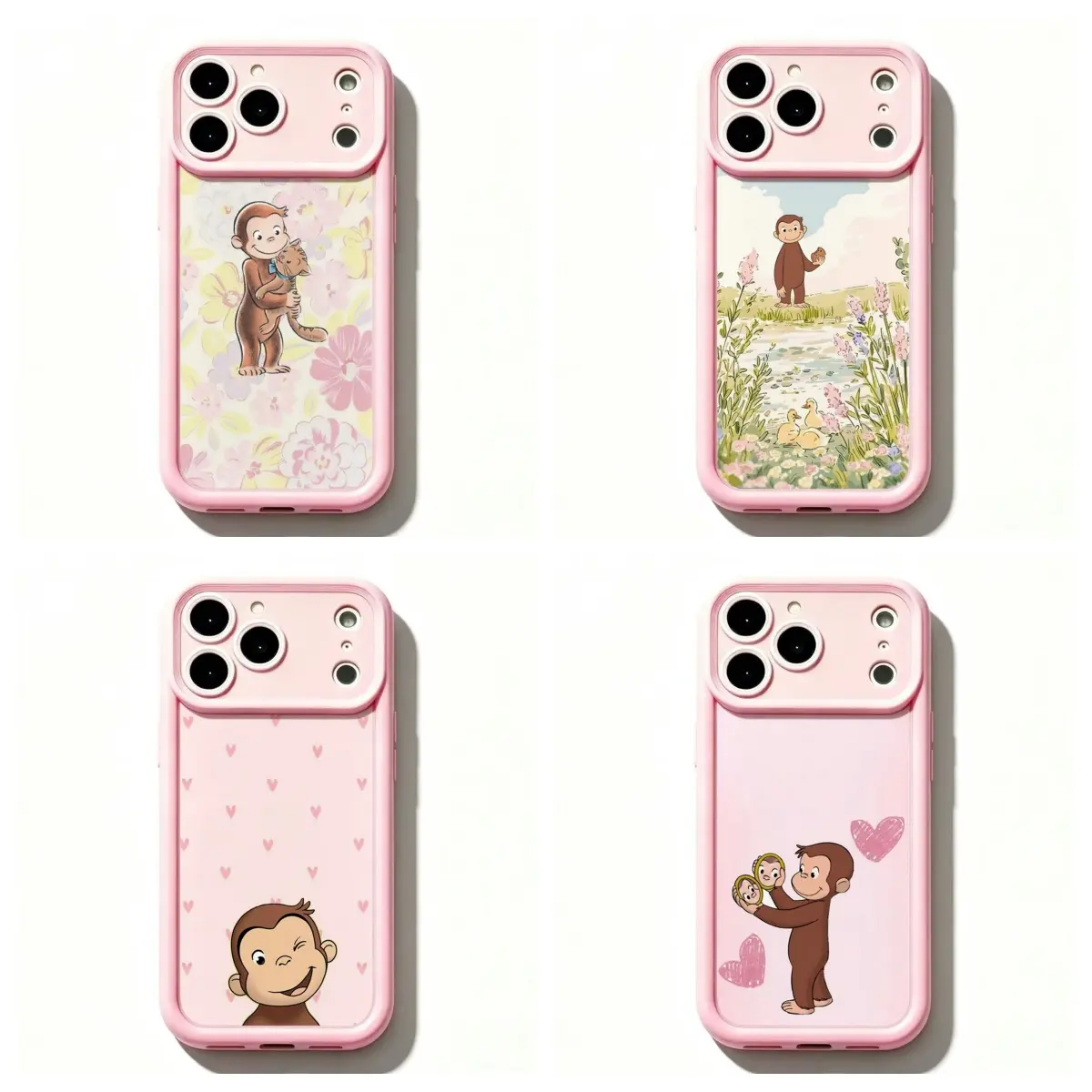 TY-Curious Georgeee Floral Garden Phone Case,Whimsical Nostalgic Kids Art Cover For iPhone 11 12 MINI 13 MINI 14 15 16 17 Air Pro Max for Samsung S26 S25 S24 S23 S22 S21 Case, Gift for her/him/fans,Cute Monkey Cartoon Phone Case