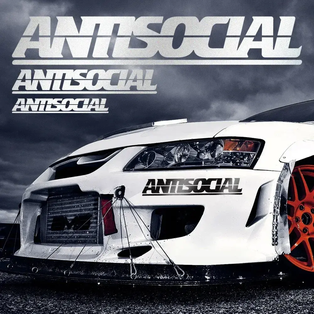 Antisocial Car Reflective Stickers for Rear Window Auto Windshield Vinyl Decor Decals DIY Cool Racing Body Waterproof Decoration