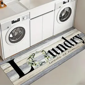 1 Pc Brown Wood Grain Background Laundry Room Rug Soft And Comfortable Long Strip Carpet Printed Mat Anti Slip Floor Mat Suitable For Kitchen Living Room Bedroom Sink Laundry Room Decoration Carpet Mat Household Items