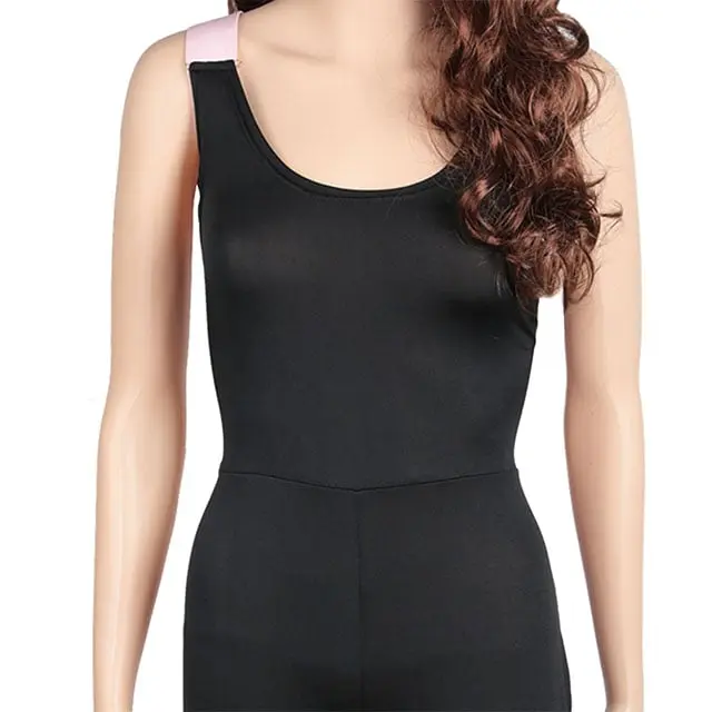 212 MAIN Women's Plus Size Long Length Athletic Style Activewear Jumpsuit - Low-Cut Stretch Polyester Blend Fabric, Yoga Gym Clothing - FFF-Pink-XXL-GPCT761