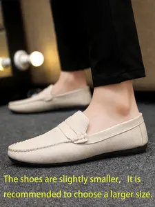 Men's Casual Loafer Shoes, Canvas Loafers, Slip-On Flat Comfortable Moccasin Style, Formal Low-Top Penny Loafers, Rubber Sole Artificial Leather Upper