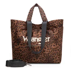 Wrangler Large Leopard Print Tote Bag for Women Casual Designer Shoulder Bag Handbag for Travel Work Gym