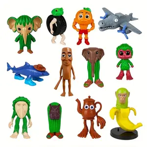 12 Piece Tung Tung Tung Sahur Character Statue Set for Home Collection, Office Decoration, Fun Art Style Holiday Gifts, Party and Birthday Model Figurines, Anime Action Figure