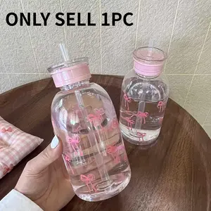 Butterfly Pattern Water Bottle, Style Outdoor Plastic Sports Bottle, Anti-Slip Leak-Proof Design, Fashion Cup for Office Use