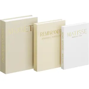 BuyCard 3Pcs Decorative Books for Home Decor, Faux Storage Boxes with Magnetic Snap Ideal for Coffee Table, Bookshelf & Mantel Display, Photo Storage & Keepsakes Box (Camel + Beige + Off-White)