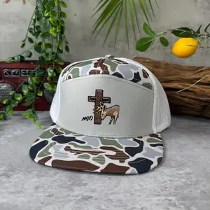 Christian Deer Cross Camo Trucker Hat – Unisex Outdoor Mesh Snapback | Summer Adjustable Baseball Cap | Hunting Deer Snapback Hat | Gift for Him
