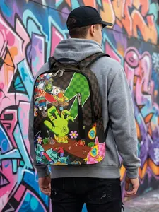 Street Art Checkerboard Backpack, Cool Large Capacity Student Bag, 15.6 Inch Laptop Case, Unisex Commute Backpack, Trendy Design