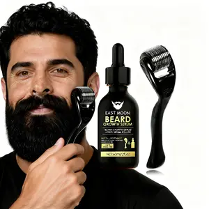 Beard Growth Serum & Derma Roller Kit, Beard Care Nutritional Oil, Making Beards Thicker and More Shiny, Daily Beard Care Products for Men