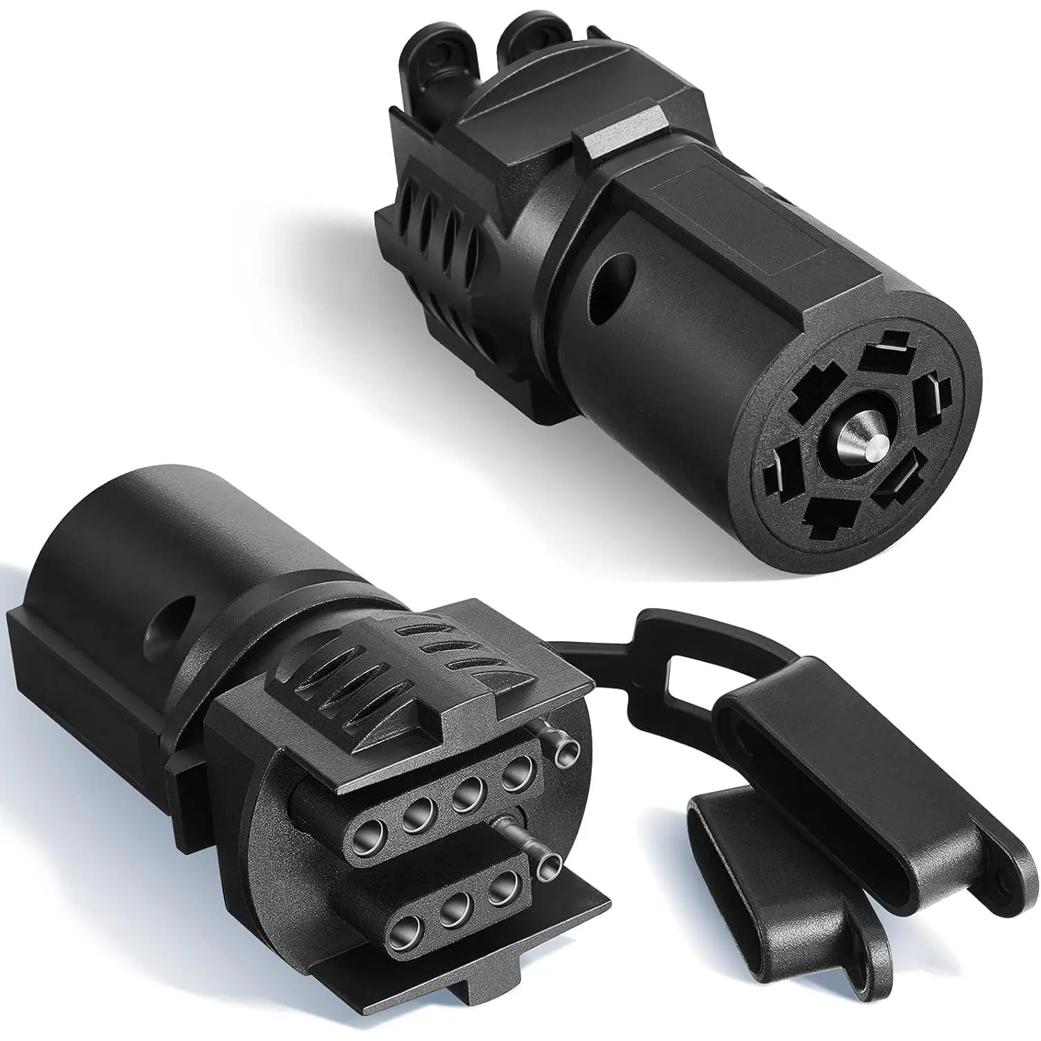 2 Pack 7 Pin to 4 Pin Trailer Plug Adapter, 7 Way to 5 Way Trailer Light Adapter, Weatherproof, for Car Rv Truck Tow Hitch Boat, 2-in-1 Design