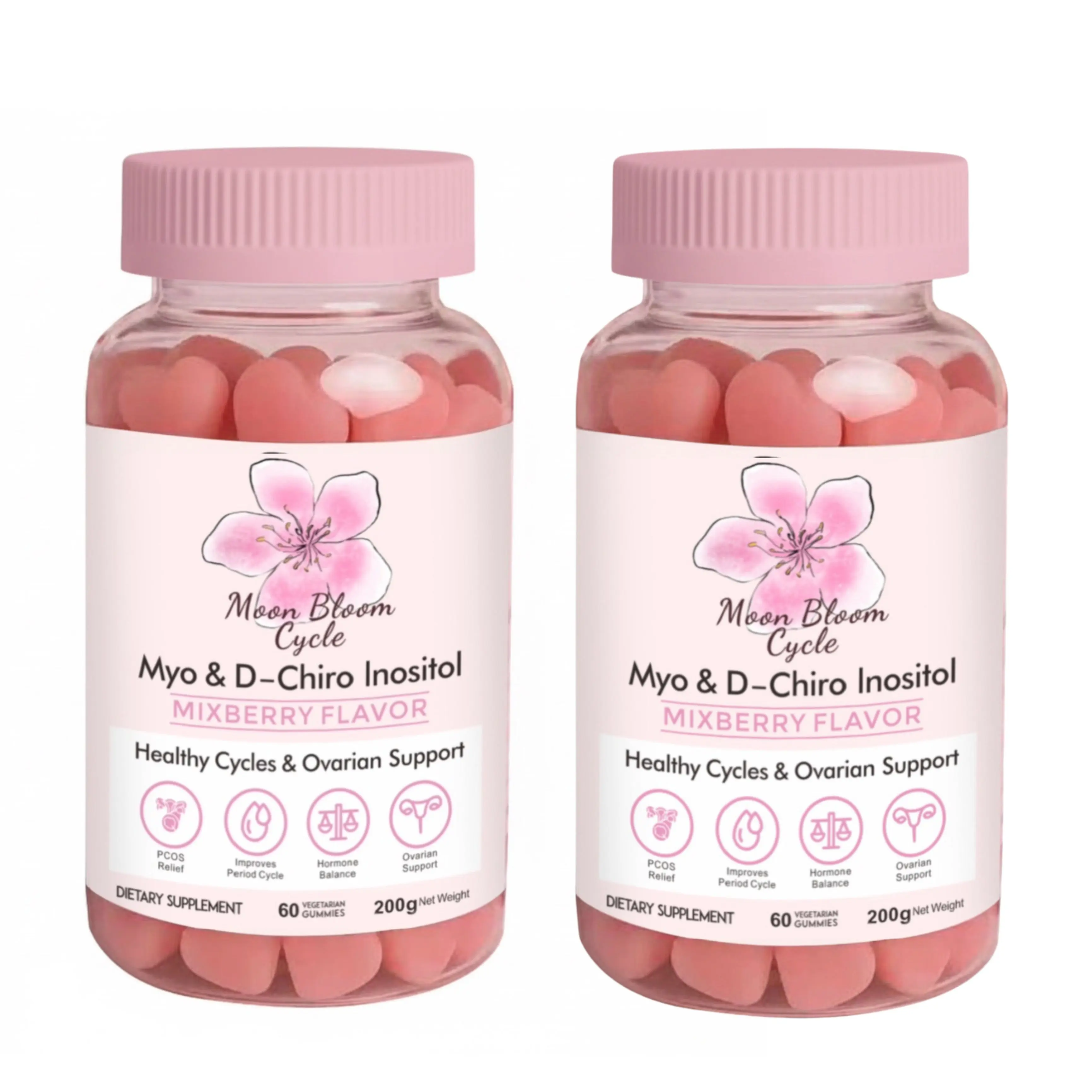 Moon Bloom Cycle Gummies (2-Month Supply) | Myo-Inositol, D-Chiro Inositol, CoQ10, Vitamin D3, Vitamin B6, Vitamin B12, Folate & Magnesium Glycinate
