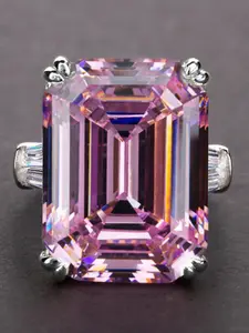 Fashionable Rhinestone Decorated Rectangular Zircon Ring, Exquisite Trendy All-match Engagement Wedding Promise Ring, Fashion Jewelry for Party, Daily Clothing Decor, Solitaire Engagement Ring