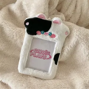 Cow Furry Animal Photocard Keychain Cute Holder for K-Pop Photocards
