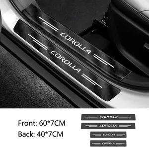 Carbon Fiber Car Door Sill Plate Car Rear Trunk Protector Stickers Automobile Decals For Toyota Corolla Supra 86 Yaris Prius Camry Tacoma Venza Tundra Rav4 Auris Automotive Accessories