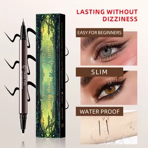 【Charm Vary】Long-lasting liquid eyeliner, 2-in-1 dual-ended design - lightweight and waterproof, vegan formula, no animal testing, smooth application for 24 hours, with a creamy and silky texture.