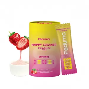 Feduma Happy Cleaner Drink Mix ，Strawberry ，Flavor Natural Berberine Chromium 5-HTP, Yerba Mate,Magnesium 【30 Sticks】 , cutting drink mix